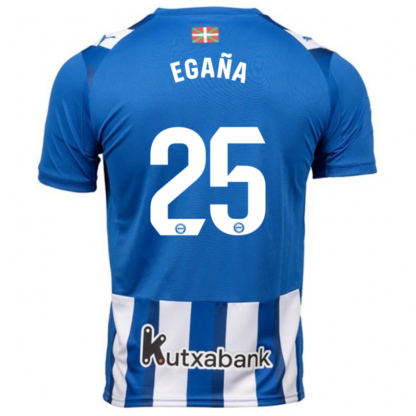 ילדים Eider Egaña #25 כחול לבן ג'רזי ביתית 2025/26 חולצה קצרה