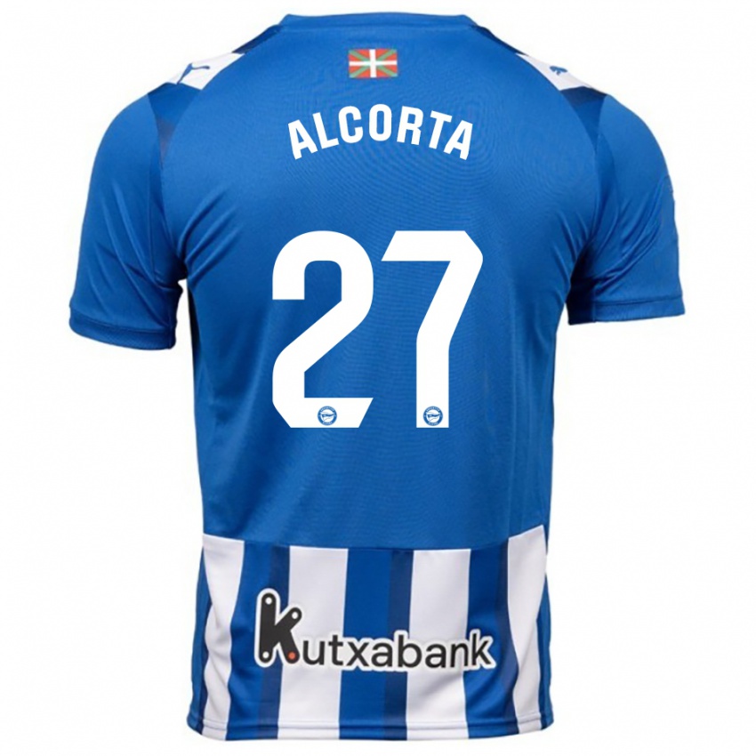 ילדים Alaitz Alcorta #27 כחול לבן ג'רזי ביתית 2025/26 חולצה קצרה