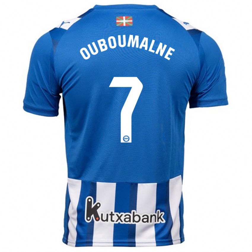 ילדים Ibra Ouboumalne #7 כחול לבן ג'רזי ביתית 2025/26 חולצה קצרה
