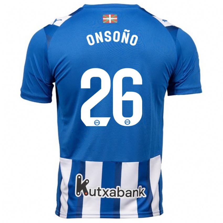 ילדים Lorea Onsoño #26 כחול לבן ג'רזי ביתית 2025/26 חולצה קצרה