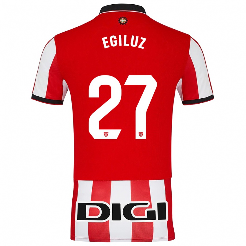 ילדים Unai Egiluz #27 אדום לבן ג'רזי ביתית 2025/26 חולצה קצרה