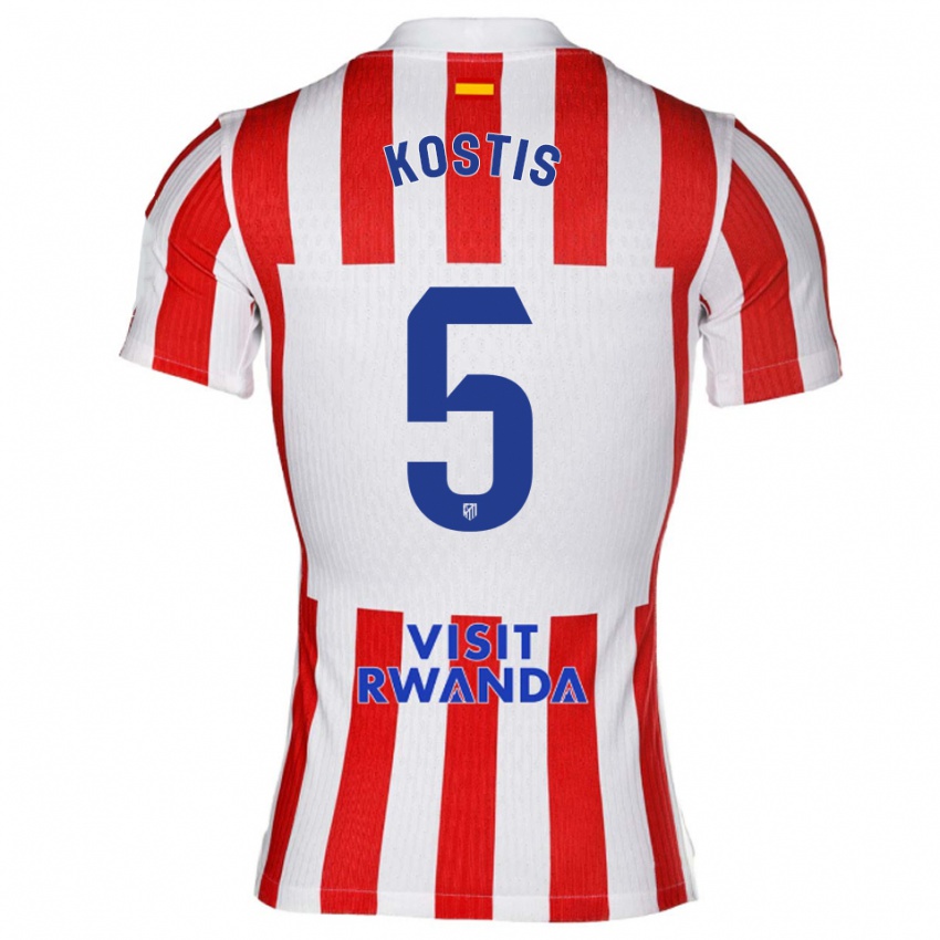 ילדים איליאס קוסטיס #5 אדום לבן ג'רזי ביתית 2025/26 חולצה קצרה