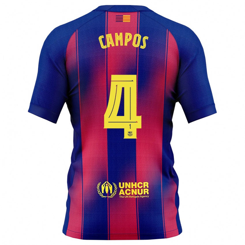 ילדים Alex Campos #4 כחול אדום ג'רזי ביתית 2025/26 חולצה קצרה