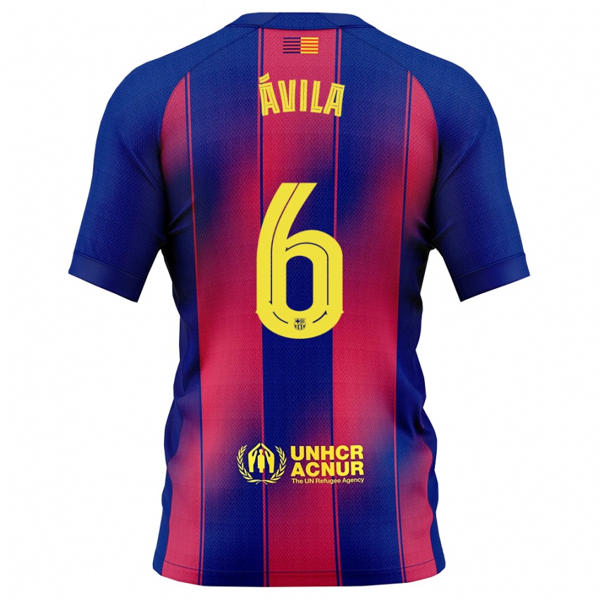 ילדים Dani Ávila #6 כחול אדום ג'רזי ביתית 2025/26 חולצה קצרה