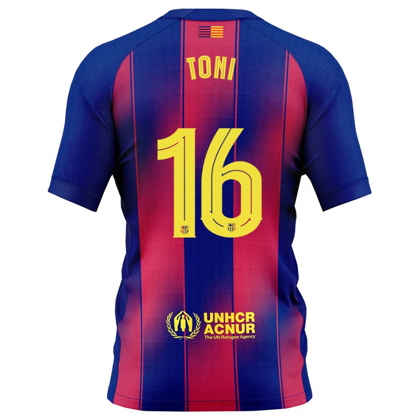 ילדים Toni Fernández #16 כחול אדום ג'רזי ביתית 2025/26 חולצה קצרה