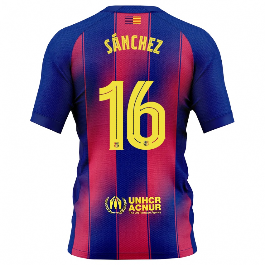 ילדים אדוארדו סאנצ'ס למדריד #16 כחול אדום ג'רזי ביתית 2025/26 חולצה קצרה