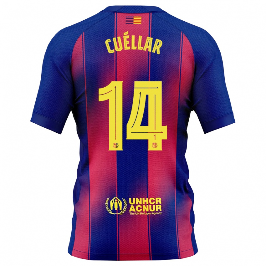 ילדים חאומה קוויאר #14 כחול אדום ג'רזי ביתית 2025/26 חולצה קצרה