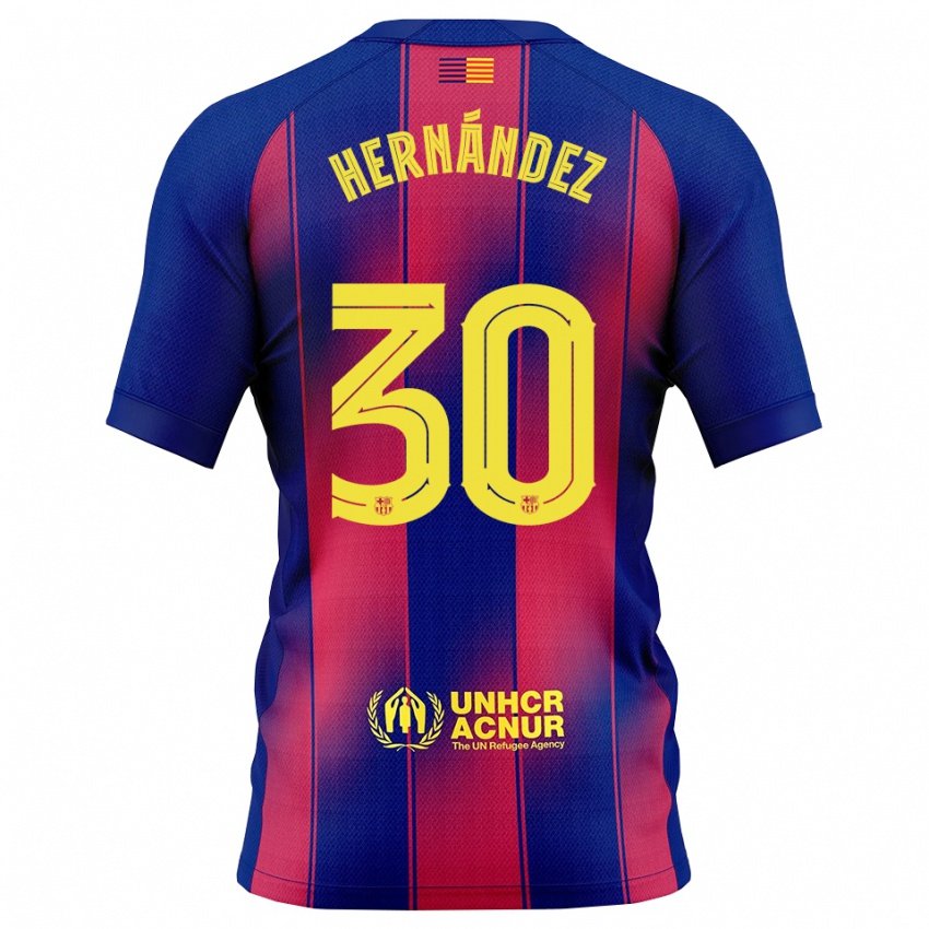 ילדים חואן הרננדס #30 כחול אדום ג'רזי ביתית 2025/26 חולצה קצרה