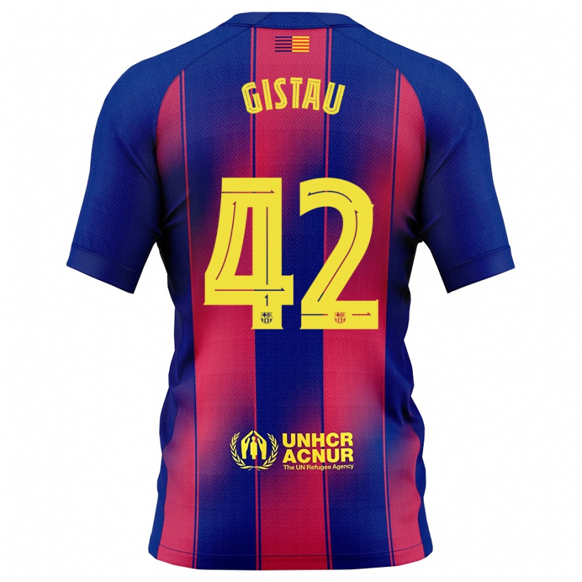 ילדים Òscar Gistau #42 כחול אדום ג'רזי ביתית 2025/26 חולצה קצרה