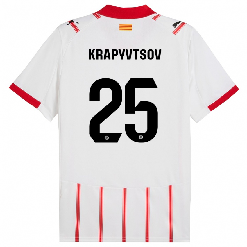 ילדים Vladyslav Krapyvtsov #25 לבן אדום ג'רזי ביתית 2025/26 חולצה קצרה