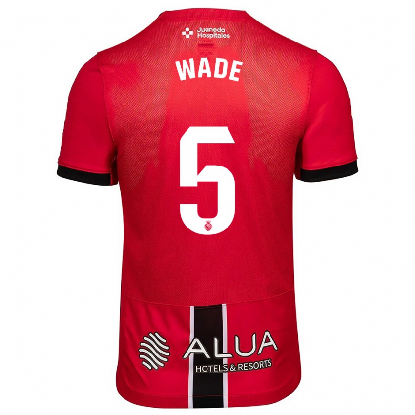 ילדים Sebas Wade #5 אדום שחור ג'רזי ביתית 2025/26 חולצה קצרה