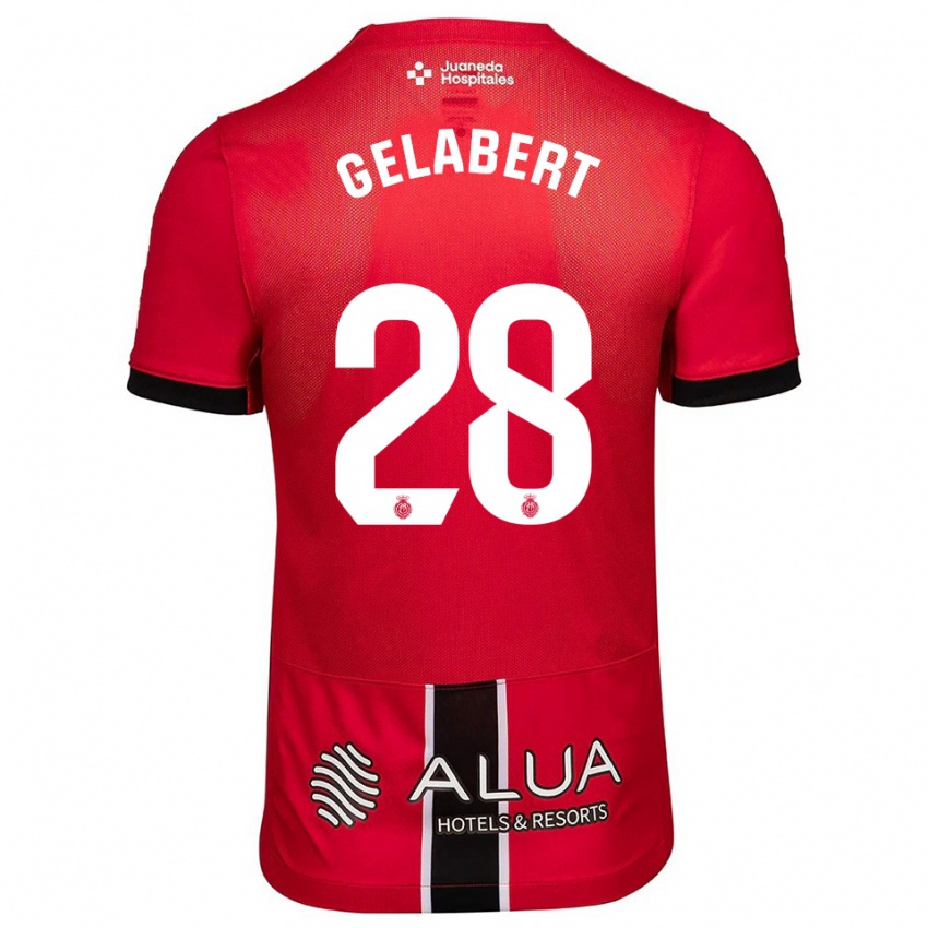 ילדים Miquel Gelabert #28 אדום שחור ג'רזי ביתית 2025/26 חולצה קצרה