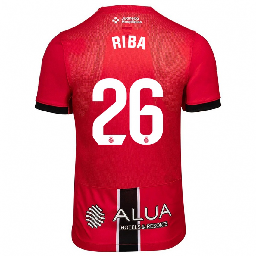 ילדים Cesc Riba #26 אדום שחור ג'רזי ביתית 2025/26 חולצה קצרה