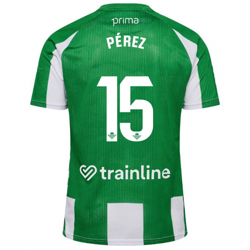 ילדים Álex Pérez #15 ירוק לבן ג'רזי ביתית 2025/26 חולצה קצרה