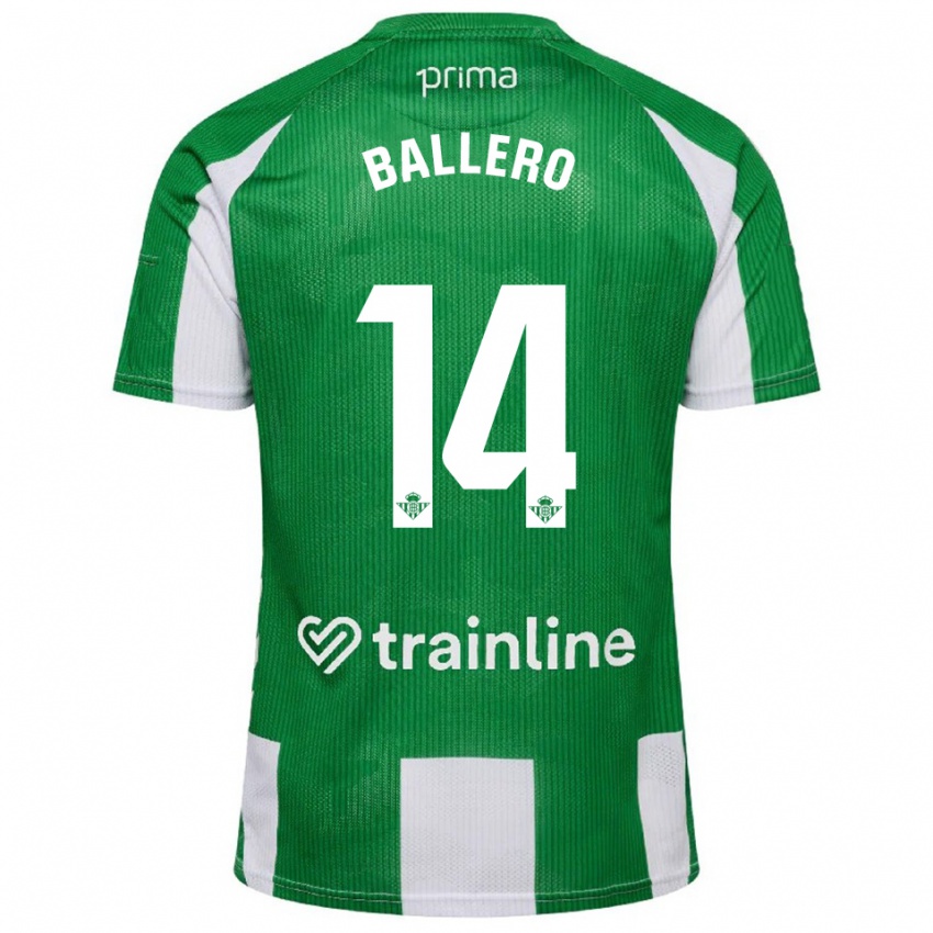 ילדים Sander Ballero #14 ירוק לבן ג'רזי ביתית 2025/26 חולצה קצרה