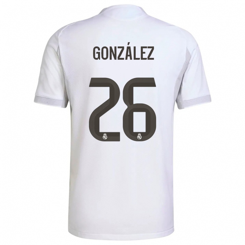 ילדים פרן גונסאלס #26 לבן צהוב ג'רזי ביתית 2025/26 חולצה קצרה