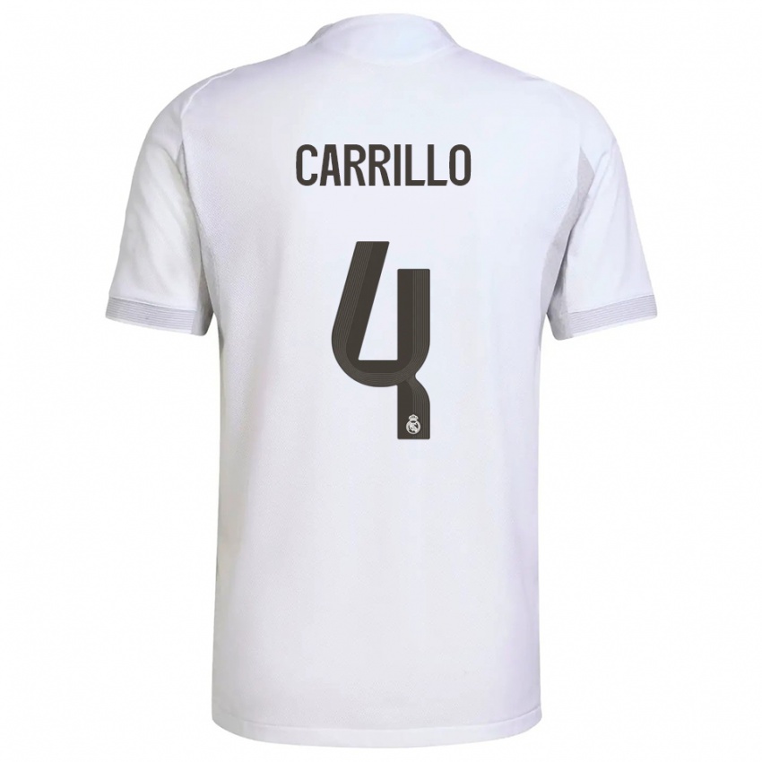 ילדים Álvaro Carrillo Alacid #4 לבן צהוב ג'רזי ביתית 2025/26 חולצה קצרה