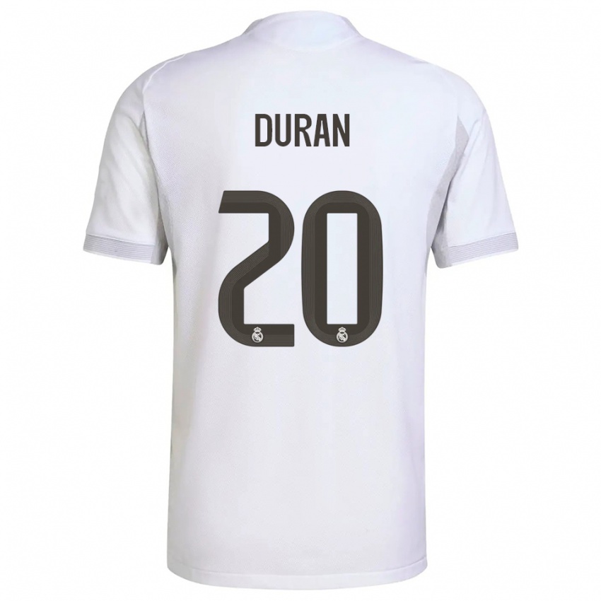 ילדים Pol Duran #20 לבן צהוב ג'רזי ביתית 2025/26 חולצה קצרה