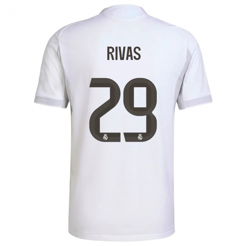 ילדים מריו ריבאס #29 לבן צהוב ג'רזי ביתית 2025/26 חולצה קצרה