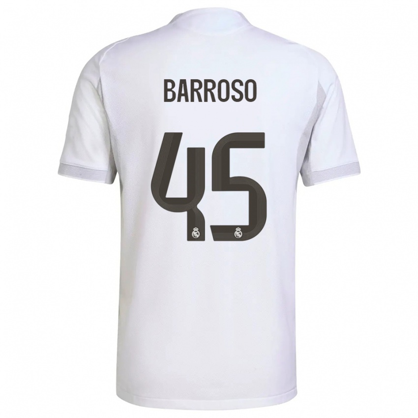 ילדים Jaime Barroso #45 לבן צהוב ג'רזי ביתית 2025/26 חולצה קצרה