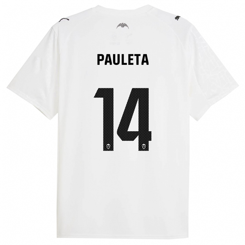 ילדים Paula Sancho González #14 לבן שחור ג'רזי ביתית 2025/26 חולצה קצרה