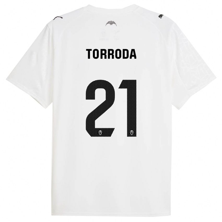 ילדים Anna Torrodà #21 לבן שחור ג'רזי ביתית 2025/26 חולצה קצרה