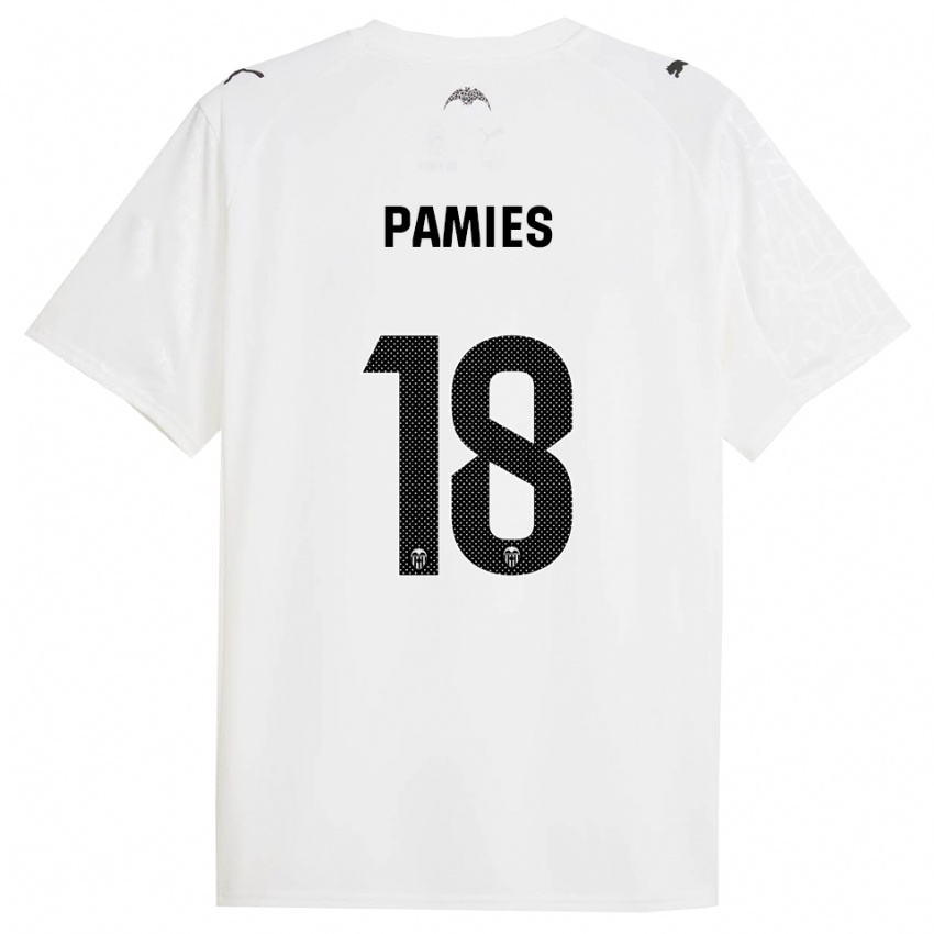 ילדים Javi Pamies #18 לבן שחור ג'רזי ביתית 2025/26 חולצה קצרה