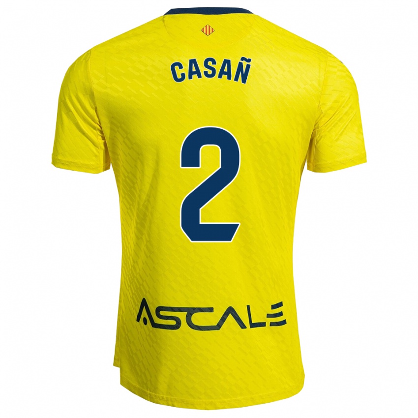 ילדים Jorge Casañ #2 צהוב נייבי ג'רזי ביתית 2025/26 חולצה קצרה