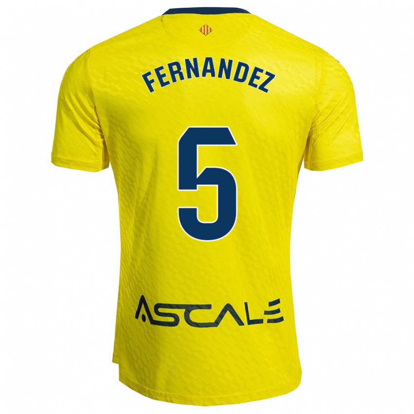 ילדים אלבארו פרננדז #5 צהוב נייבי ג'רזי ביתית 2025/26 חולצה קצרה