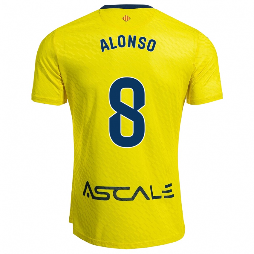 ילדים Rodri Alonso #8 צהוב נייבי ג'רזי ביתית 2025/26 חולצה קצרה