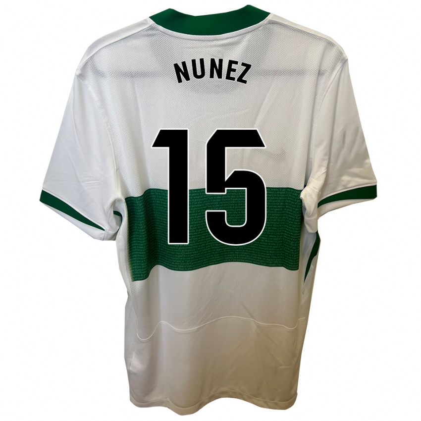 ילדים אלברו נונייס קובו #15 לבן ירוק ג'רזי ביתית 2025/26 חולצה קצרה