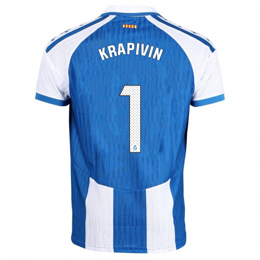 ילדים Yegor Krapivin #1 כחול לבן ג'רזי ביתית 2025/26 חולצה קצרה
