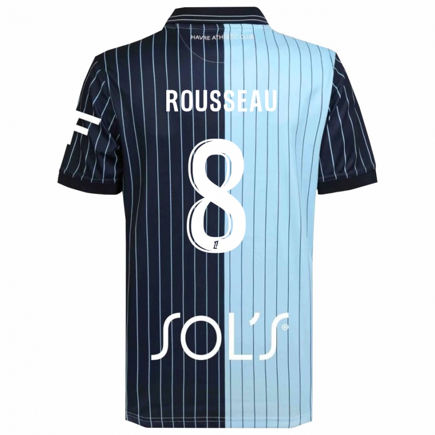 ילדים Thomas Rousseau #8 כחול נייבי תכלת ג'רזי ביתית 2025/26 חולצה קצרה