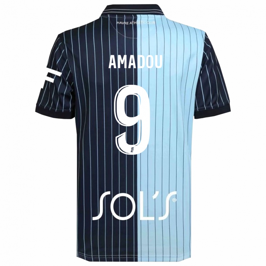 ילדים Mansour Amadou #9 כחול נייבי תכלת ג'רזי ביתית 2025/26 חולצה קצרה