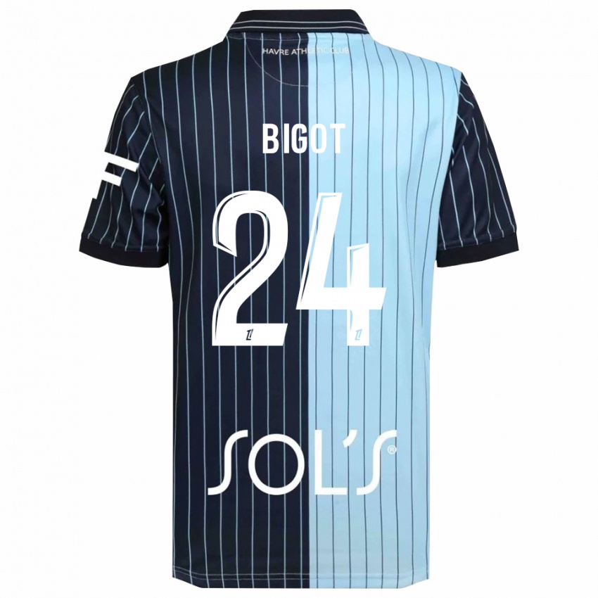 ילדים מאורין ביגו #24 כחול נייבי תכלת ג'רזי ביתית 2025/26 חולצה קצרה