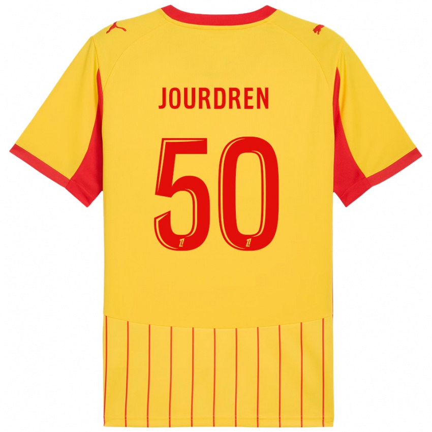 ילדים Ilan Jourdren #50 צהוב אדום ג'רזי ביתית 2025/26 חולצה קצרה
