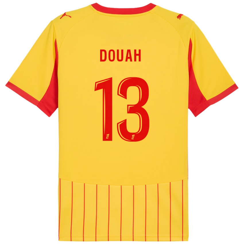ילדים Chemssedine Douah #13 צהוב אדום ג'רזי ביתית 2025/26 חולצה קצרה