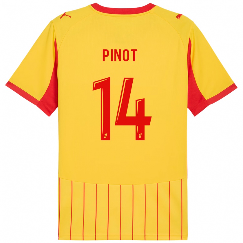 ילדים Laurine Pinot #14 צהוב אדום ג'רזי ביתית 2025/26 חולצה קצרה