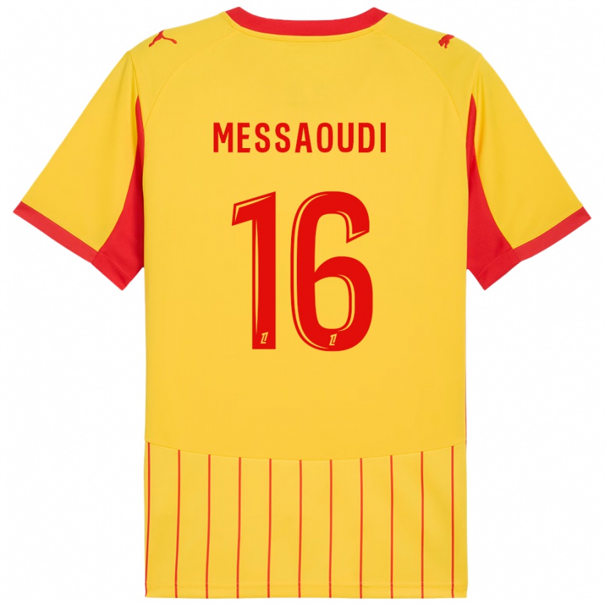 ילדים Fedwan Messaoudi #16 צהוב אדום ג'רזי ביתית 2025/26 חולצה קצרה