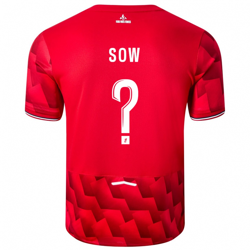 ילדים Mouhamadou Sow #0 אדום לבן ג'רזי ביתית 2025/26 חולצה קצרה