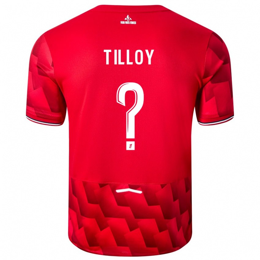 ילדים Paul Tilloy #0 אדום לבן ג'רזי ביתית 2025/26 חולצה קצרה