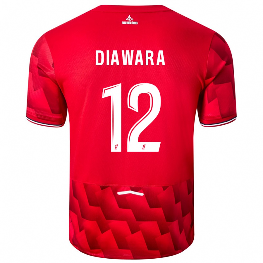 ילדים Bakari Diawara #12 אדום לבן ג'רזי ביתית 2025/26 חולצה קצרה