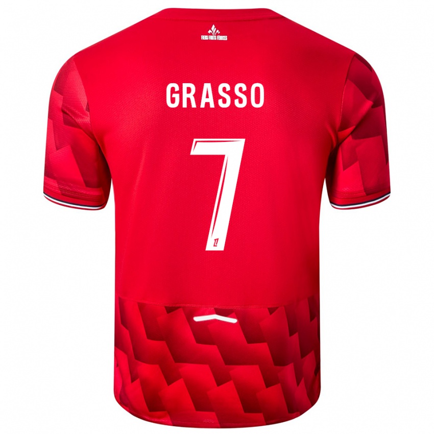 ילדים Enzo Grasso #7 אדום לבן ג'רזי ביתית 2025/26 חולצה קצרה