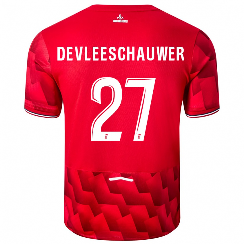 ילדים Gwenaëlle Devleeschauwer #27 אדום לבן ג'רזי ביתית 2025/26 חולצה קצרה