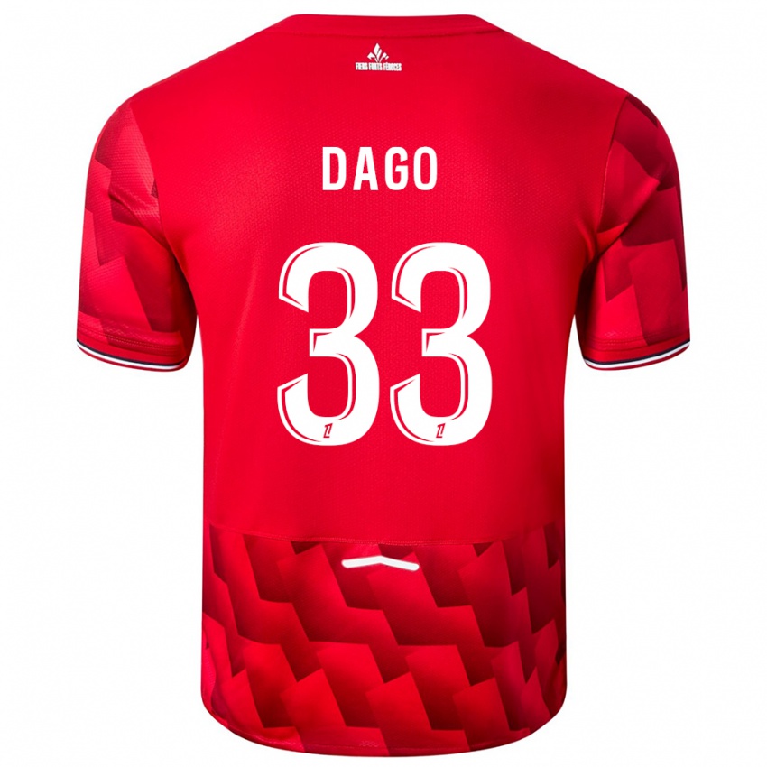 ילדים טרביס דאגו #33 אדום לבן ג'רזי ביתית 2025/26 חולצה קצרה