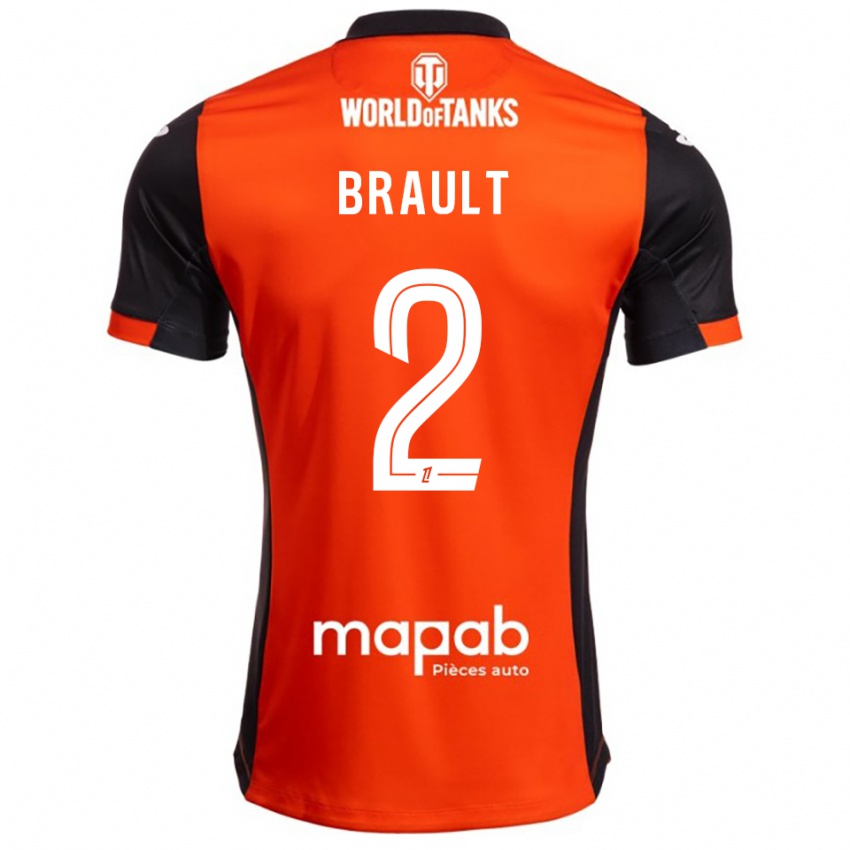 ילדים Matis Brault #2 שחור כתום ג'רזי ביתית 2025/26 חולצה קצרה