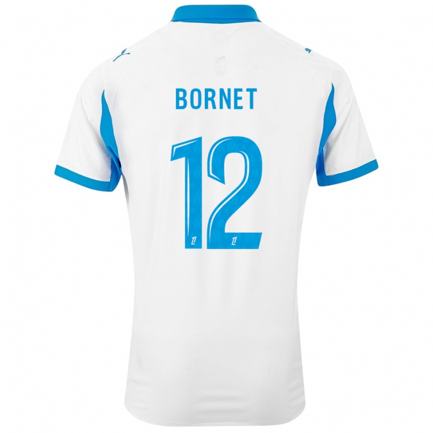 ילדים Camille Bornet #12 לבן תכלת ג'רזי ביתית 2025/26 חולצה קצרה