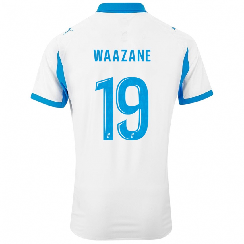 ילדים Jassim Waazane #19 לבן תכלת ג'רזי ביתית 2025/26 חולצה קצרה