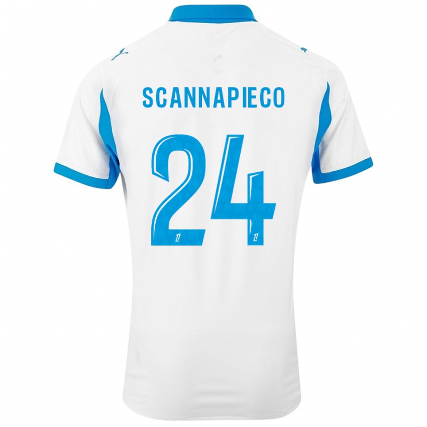 ילדים דונה מארי סקאנאפייקו #24 לבן תכלת ג'רזי ביתית 2025/26 חולצה קצרה