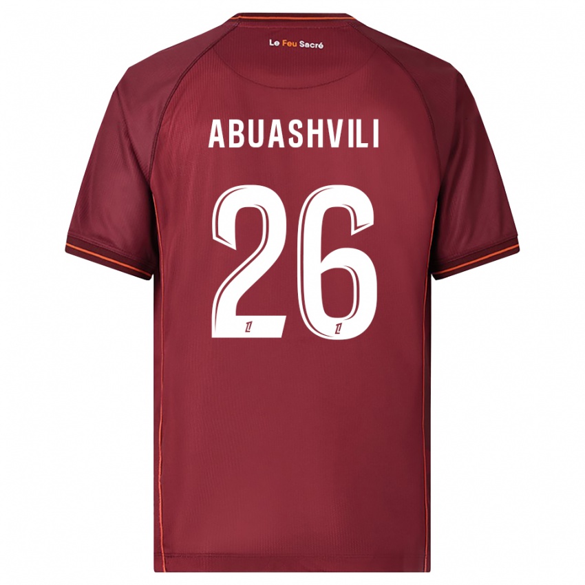 ילדים Giorgi Abuashvili #26 בורדו לבן ג'רזי ביתית 2025/26 חולצה קצרה